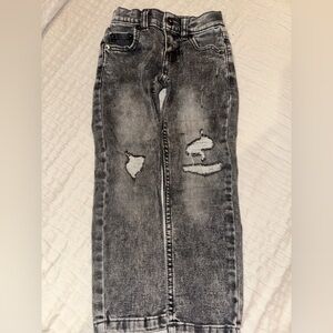 Wonder nation Distressed Black Jeans & Red & black fleece button down shirt-- 4T